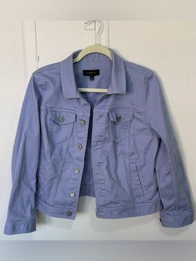 TALBOTS Ladies Lavender Cotton Blend Button Up Jacket with Front Pockets Size L
